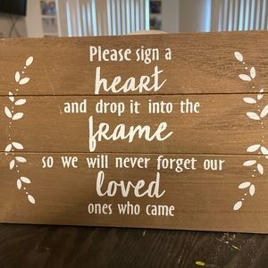 Wedding guest signing sign for wooden heart box